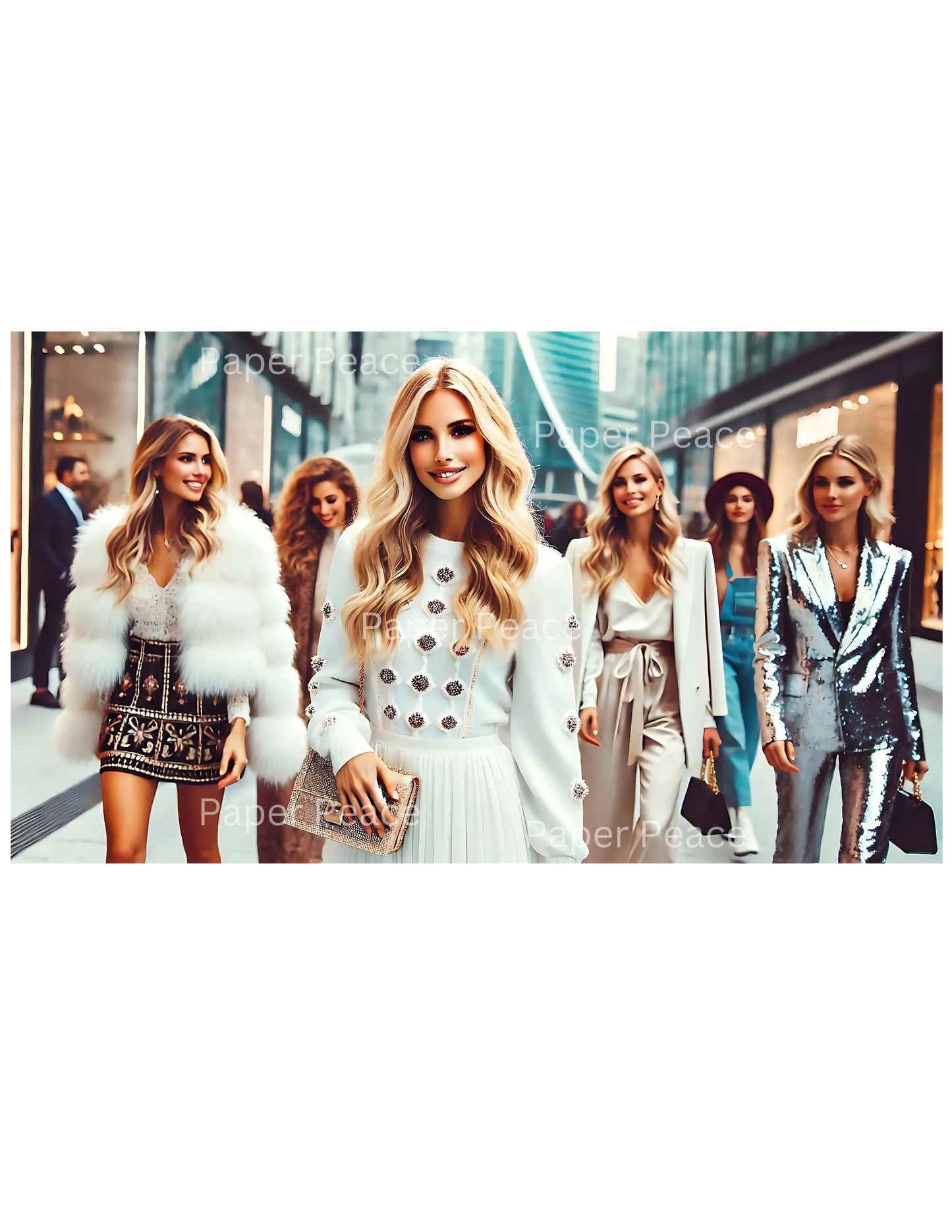 Fashionable Blonde Designer Shopping w/Friends
