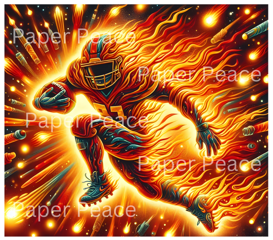 Fiery Player Football Tumbler Wrap