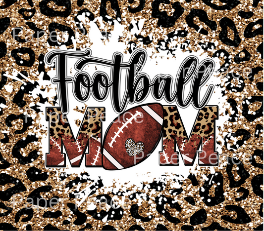 Mom Leopard Football Tumbler Wrap