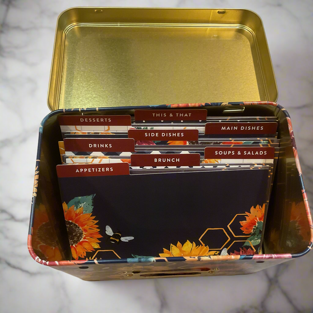 Decorative Recipe Tin & Stenciled Card Set