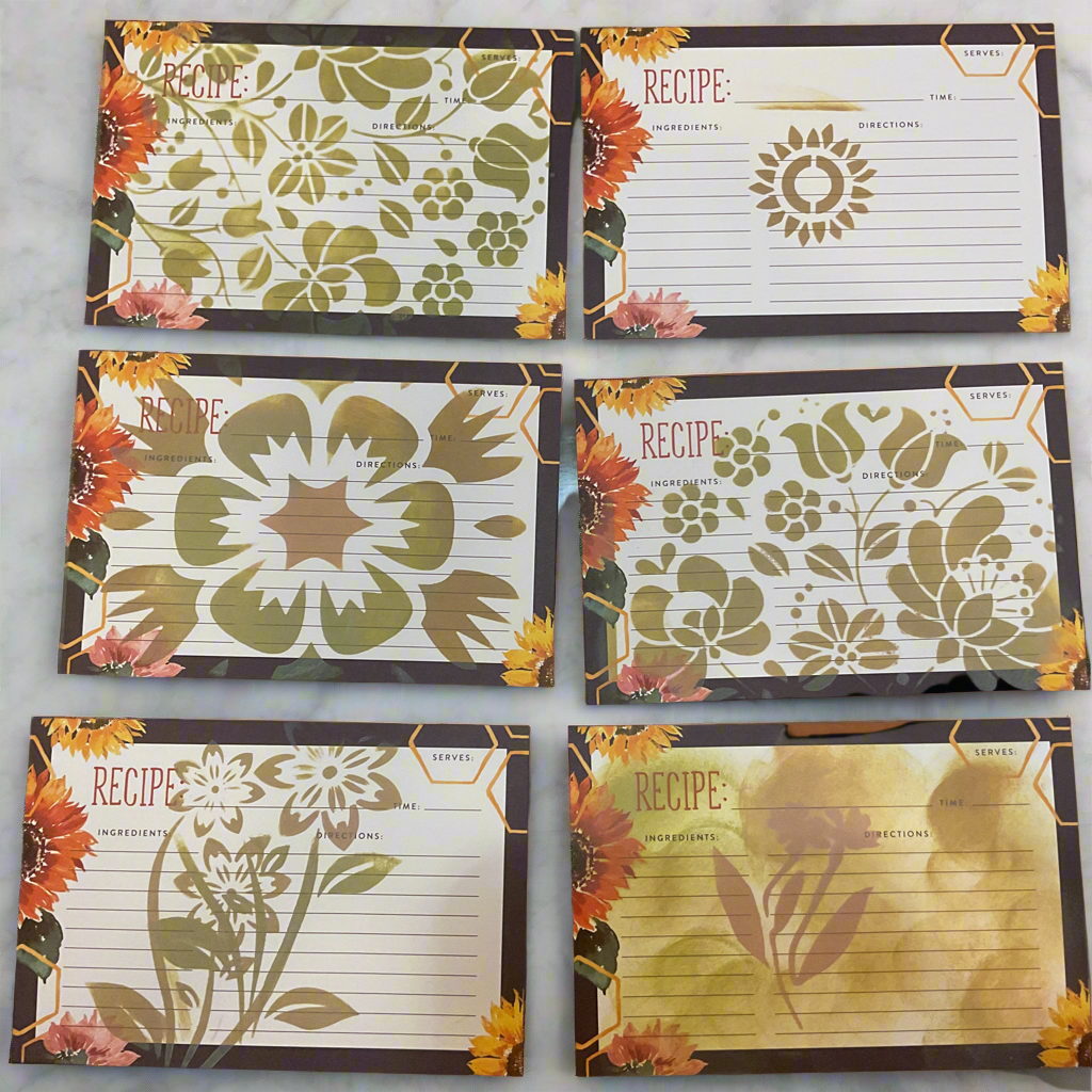 Decorative Recipe Tin & Stenciled Card Set