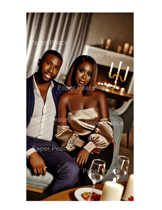 Beautiful African American Couple Having a Romantic Evening at Home