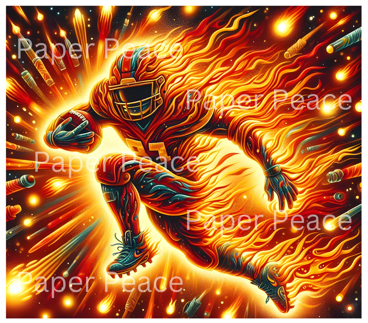 Fiery Player Football Tumbler Wrap