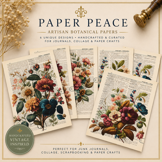 Floral Vintage Dictionary Pages – Hand-Printed on Authentic Paper (Set of 8)