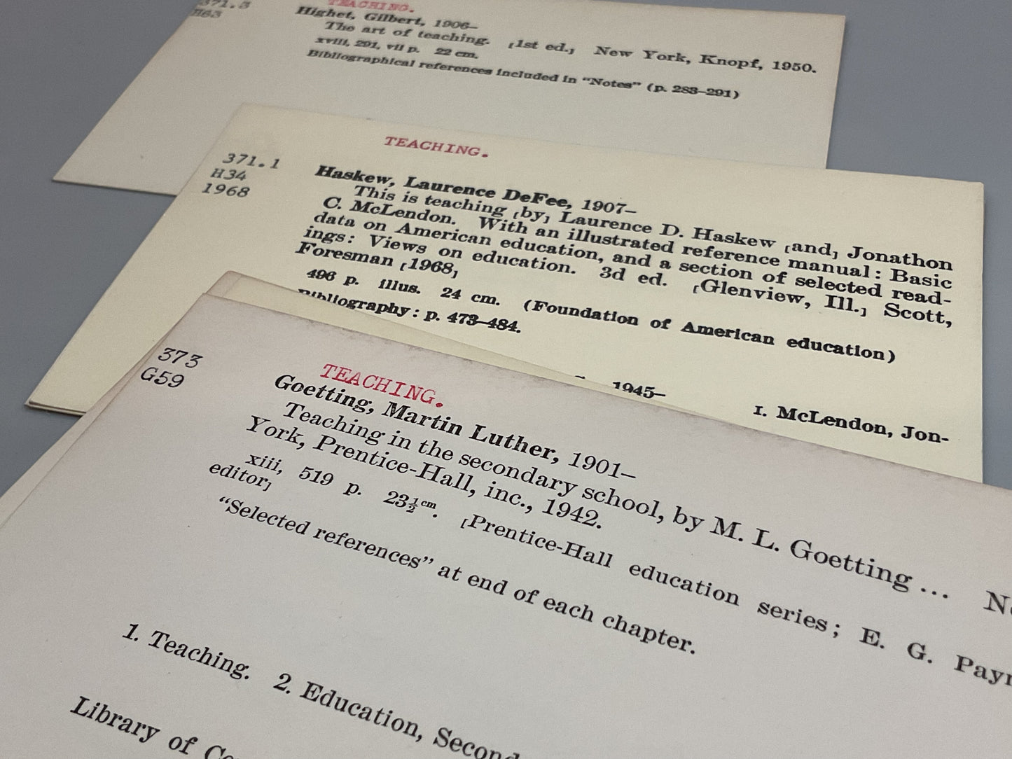 Vintage Library Catalog Cards