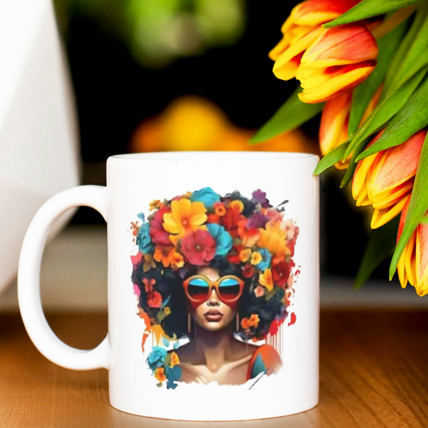 Coffee Mugs (Afro-Woman's Flowers of Happiness)