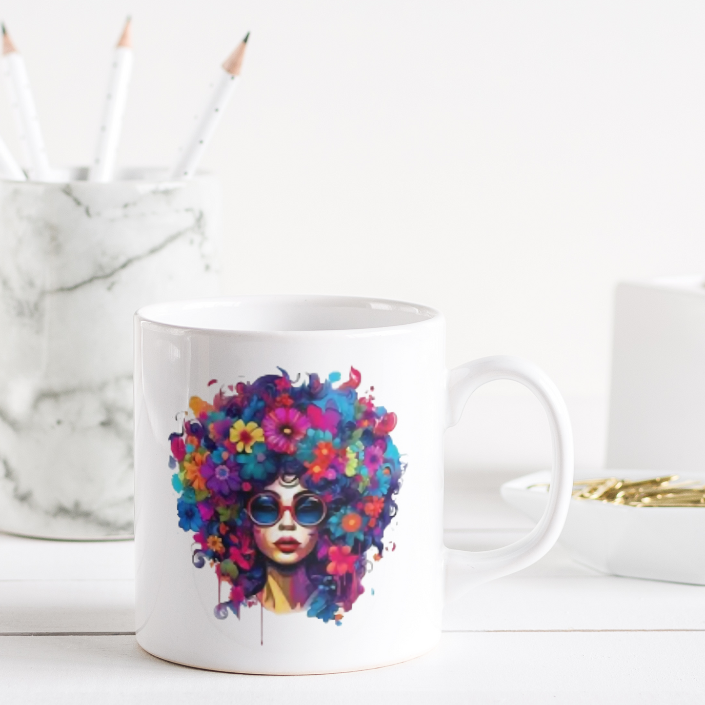Coffee Mugs (Afro-Woman's Flowers of Happiness)